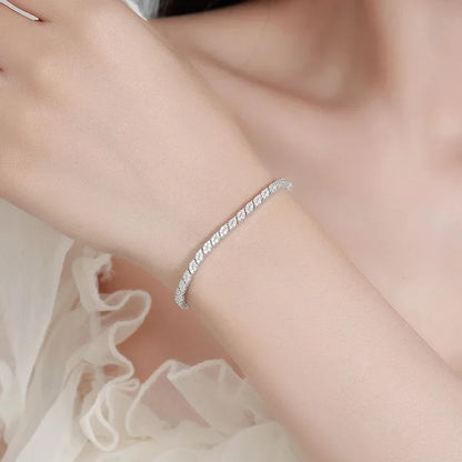 Full Moissanite Diamond Hook Link Chain Bracelet 1.2mm D Color For Woman Man S925 GRA Certified Couple Bracelets Bangle