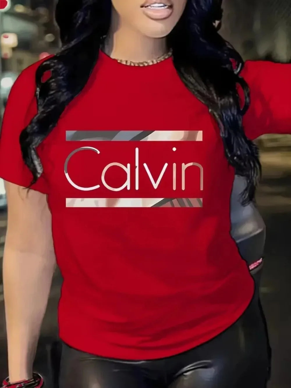 Women's Summer Fashion Casual Calvin Letter Pattern Print Loose Round Neck Short Sleeve Sportswear T-shirt y2k clothes