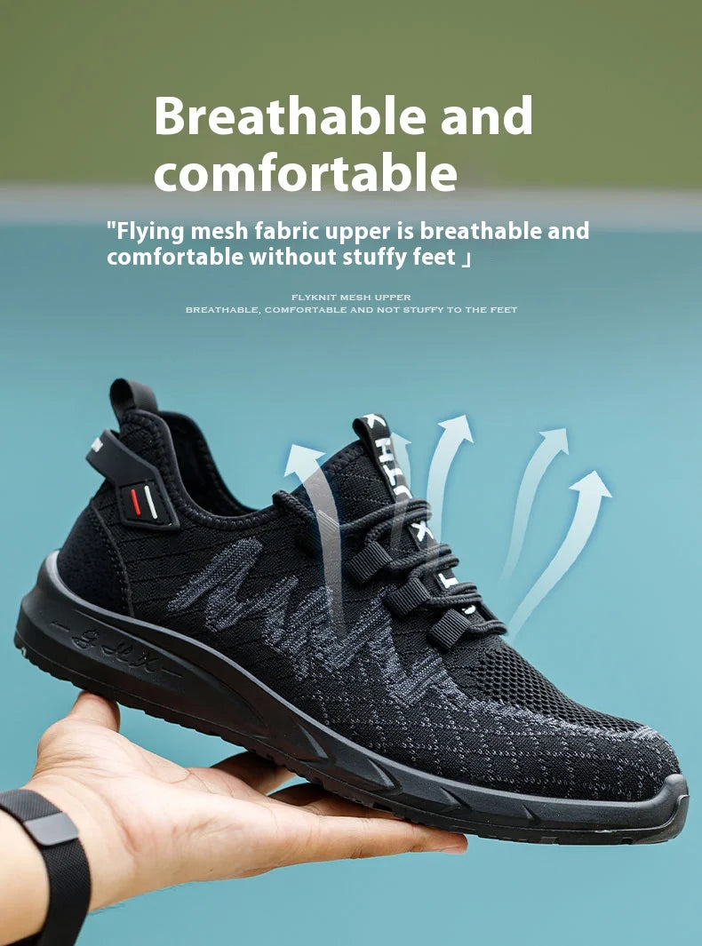 Light Breathable Sneaker Safety Shoes Steel Toe Shoes for Men Anti-slip Anti-impact Anti-puncture Outdoor Work Security Shoes