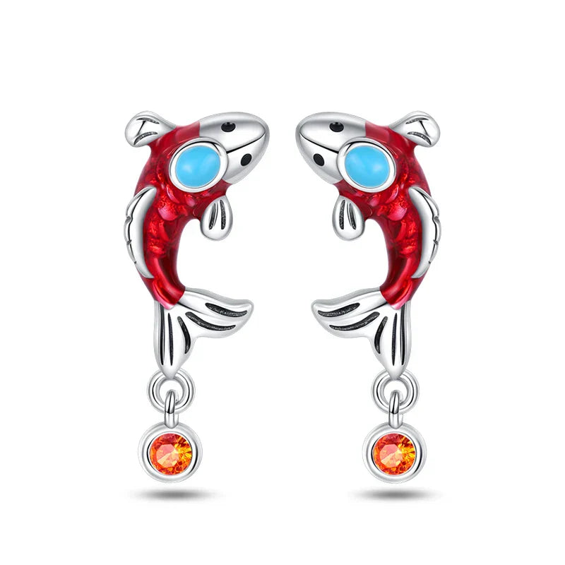 Earrings For Womens 925 Silver Color Pink Rainbow Horse Bear Bee Double Hoop Earrings Fine Engagement Anniversary Jewelry Gifts