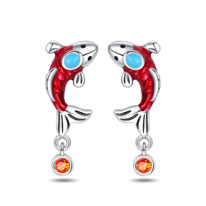 Earrings For Womens 925 Silver Color Pink Rainbow Horse Bear Bee Double Hoop Earrings Fine Engagement Anniversary Jewelry Gifts