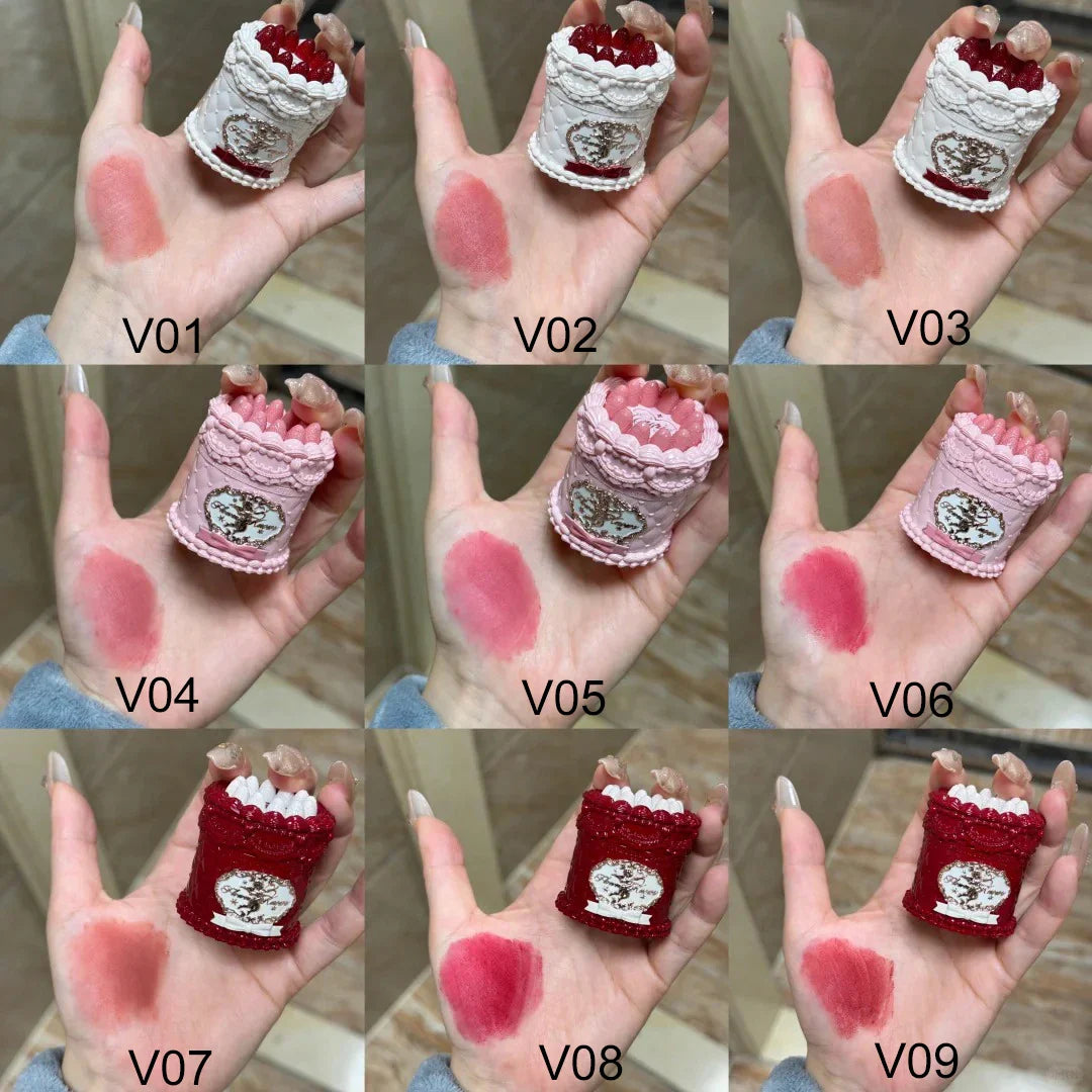 Flower Knows Strawberry Cupid Velvet Matte Lip Cream Pressed Powder Liquid Blush Set Long Lasting Lightweight Makeup
