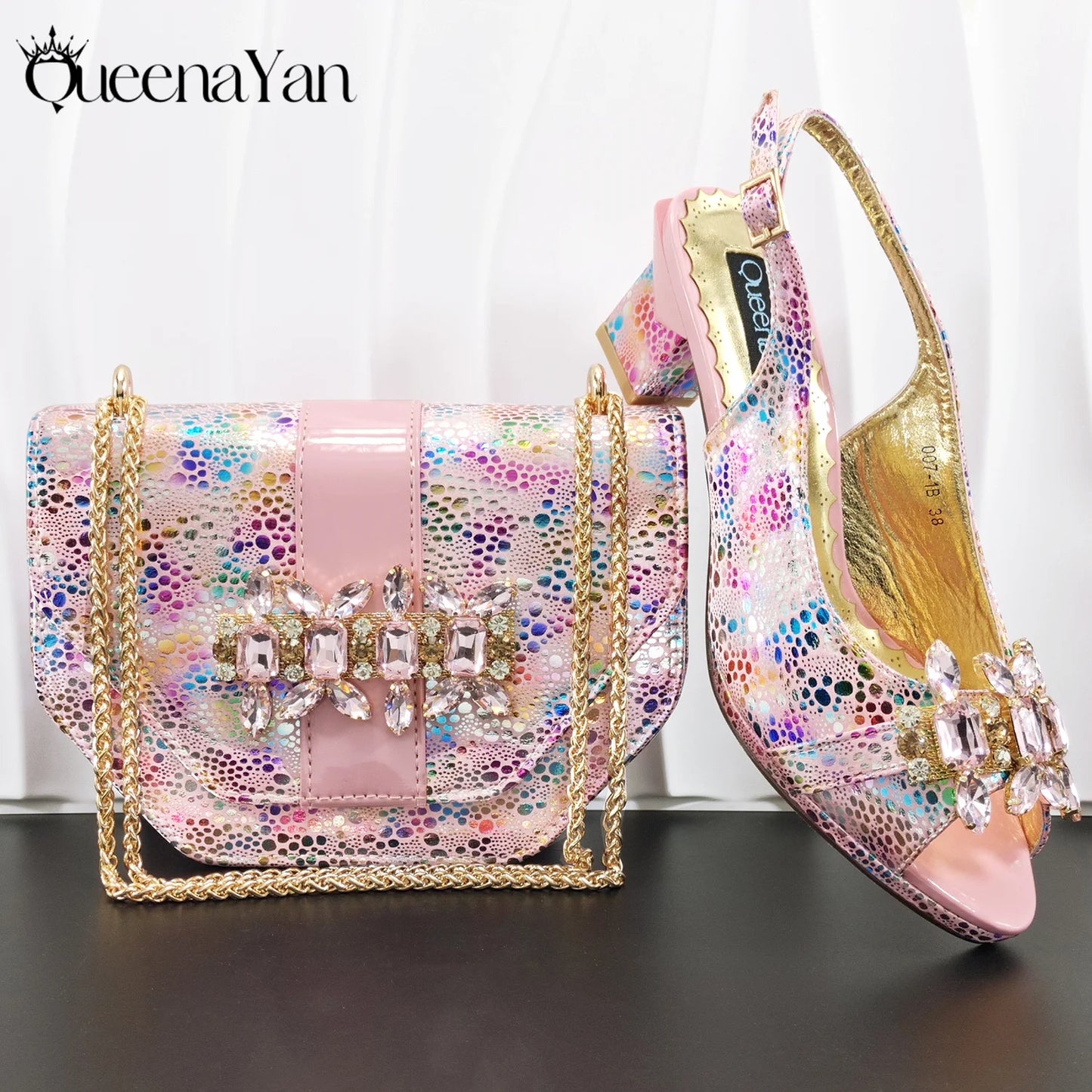 Nigerian Style Rhinestone Embellished Three-Dimensional Bag And Good Material Peep Toe Pumps Elegant Clutch Bag Women Shoes