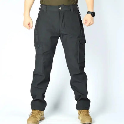 Winter Outdoor Work Sets Mens Field Training Jackets Multi-Pocket Fleece Cargo Pants Tactical Waterproof Camping Tracksuits Set