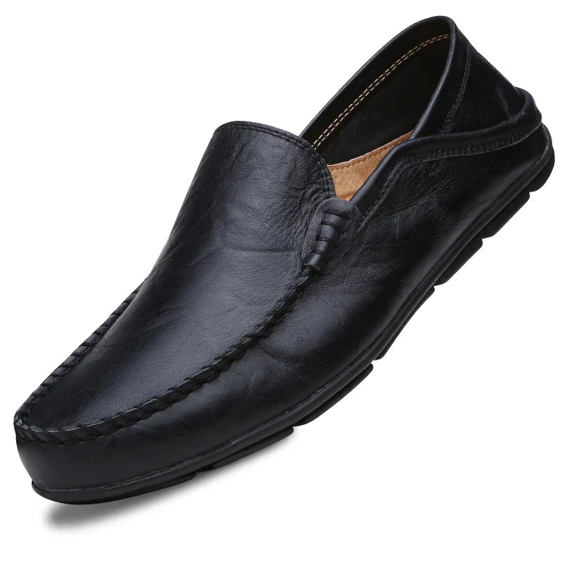 Sapatos Masculinos de Couro Mocassins Masculinos de Verão Sapatos de Couro Casuais de Negócios Clássicos Macios Mocassins Homem Sapatos Baixos Respiráveis