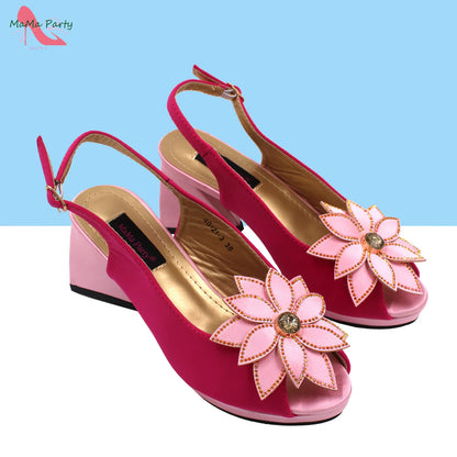 Design Italian Women Shoes and Bag Set in Green Color High Quality Comfortable Heels with Appliques for Wedding