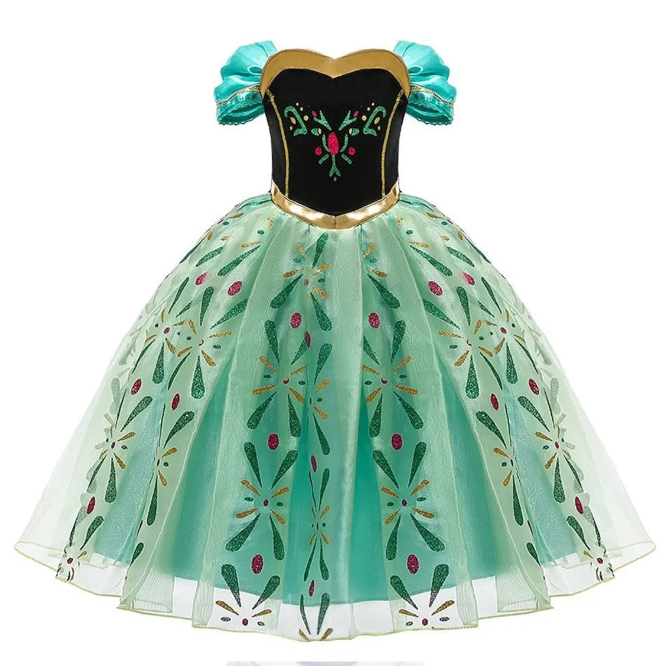 Vestido da Anna e Elsa para Meninas, Fantasia Cosplay Infantil de Halloween, Vestidos de Princesa para Crianças, Festa de Aniversário Elegante, Roupas de Carnaval 3-10 Anos