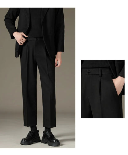 Men's Casual Straight-Leg Wool Trousers - American Style Commuting Pants Perfect for Fall/Winter 28-38