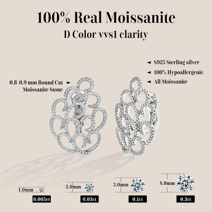 Women's Earrings For Party S925 Silver Moissanite Earrings D VVS1 Yellow Gold Plated Gifts Sparkling Jewelry