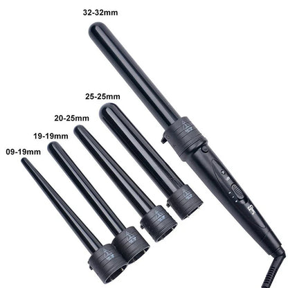 Professional Interchangeable Hair Curling Iron LCD Display Hair Curler Set 5 in 1 Interchangeable Hair Curling