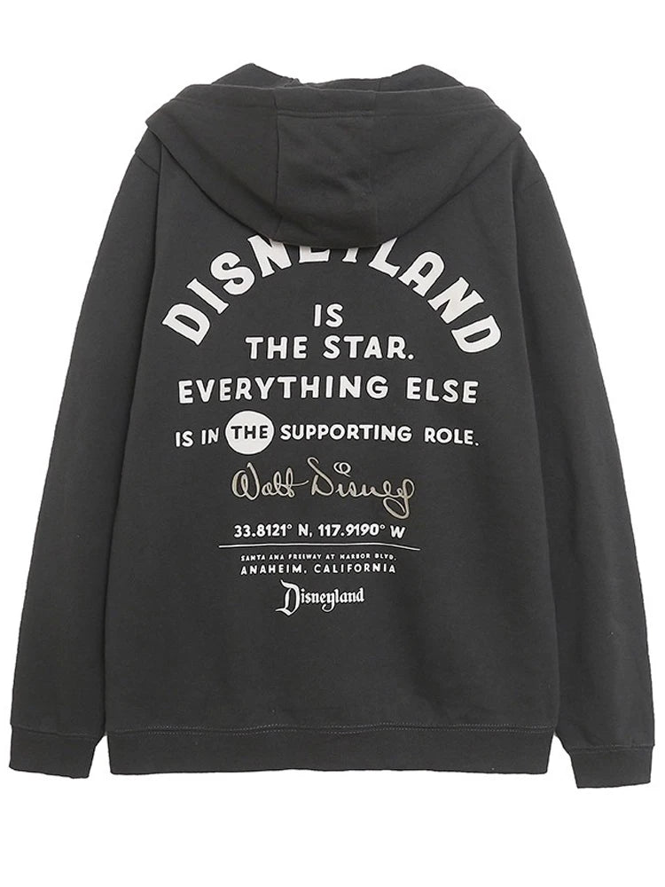 Mickey Mouse Castle Cartoon Print Fleece Sweatshirt Fashion Unisex Women Hooded Zip Up Jacket Jumper Tops