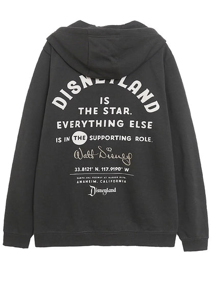 Mickey Mouse Castle Cartoon Print Fleece Sweatshirt Fashion Unisex Women Hooded Zip Up Jacket Jumper Tops