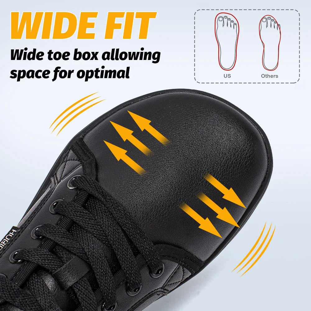 Minimalist Shoes for Men Women Wide Toe Barefoot Zero Drop Shoes Casual Artificial Leather Lightweight Walking Sneakers