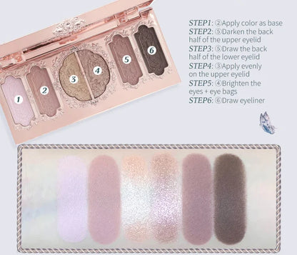 Bunny Garden Collection 6-Color Makeup Eyeshadow Contour Palette Eye Brush Puff Set Eye Glitter Korean Makeup Kit