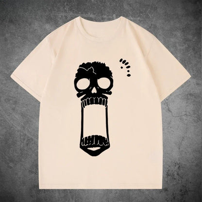 Animation Derivatives Straw Hat Crew BROOK Printed Short Sleeve T-shirt Men's Women's Fashion Loose Cotton Casual Top