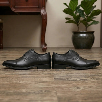 Men's First Layer Cowhide Leather Three-Joint Formal Business Dress Shoes for Office And Meeting