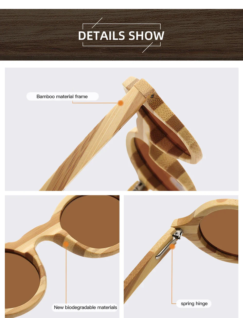 Natural Zebra Bamboo Wooden Aduit Sunglasses Handmade Polarized Glasses Mirror Coating Lenses Eyewear With Gift Box 8620C
