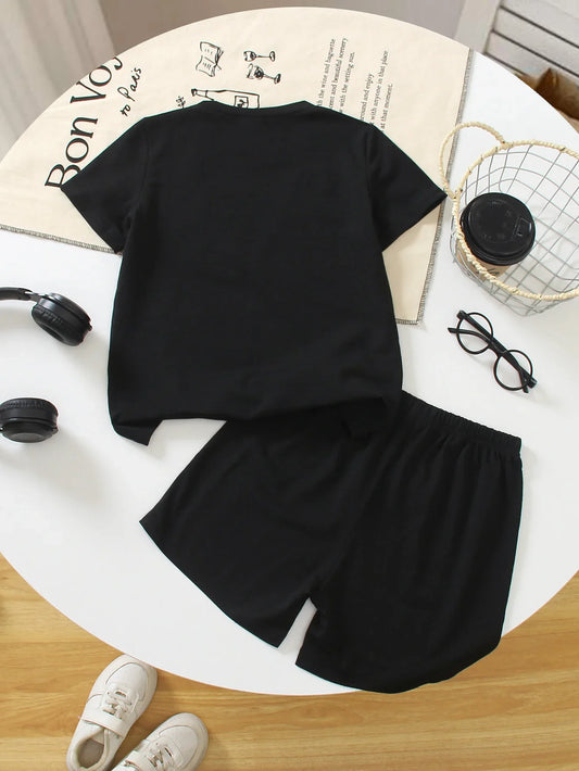Children's Summer Set - Short-Sleeved Shorts Spider Print T-Shirt. Perfect Daily Wear Versatile Occasions. Ideal Birthday Gift