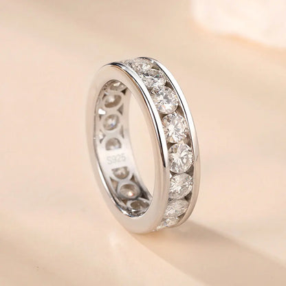 3mm 4mm Moissanite Rings for Women Man D VVS1 Round Brilliant Cut Diamond s925 Sterling Silver Moissanite Eternity Band