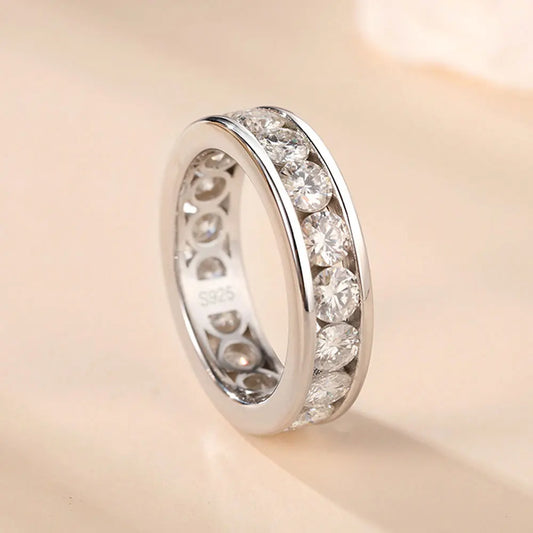 3mm 4mm Moissanite Rings for Women Man D VVS1 Round Brilliant Cut Diamond s925 Sterling Silver Moissanite Eternity Band
