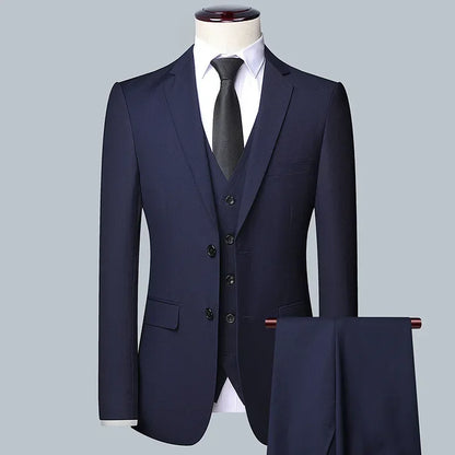Terno Boutique Moda Masculina Negócios (Blazer + Colete + Calça) Terno Masculino Casamento Casual Profissional Formal 3 Peças M-6XL