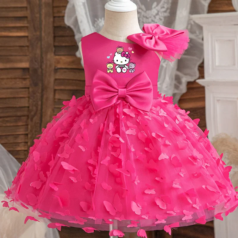 Girl Princess Dress Kid Clothes Party Birthday Outfits Evening Party Tulle Dress Wedding Wear Summer Bowknot Dress