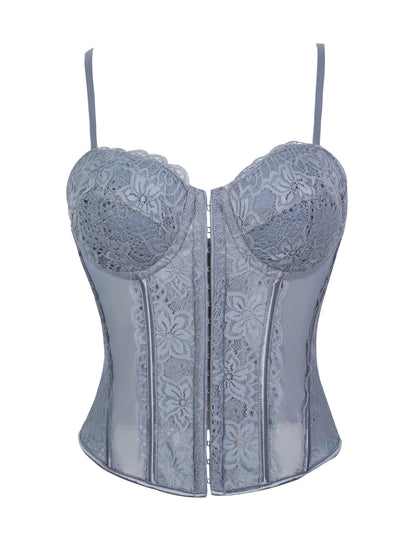 Lace-trimmed top sheer sensual padded corset corset halter top for women