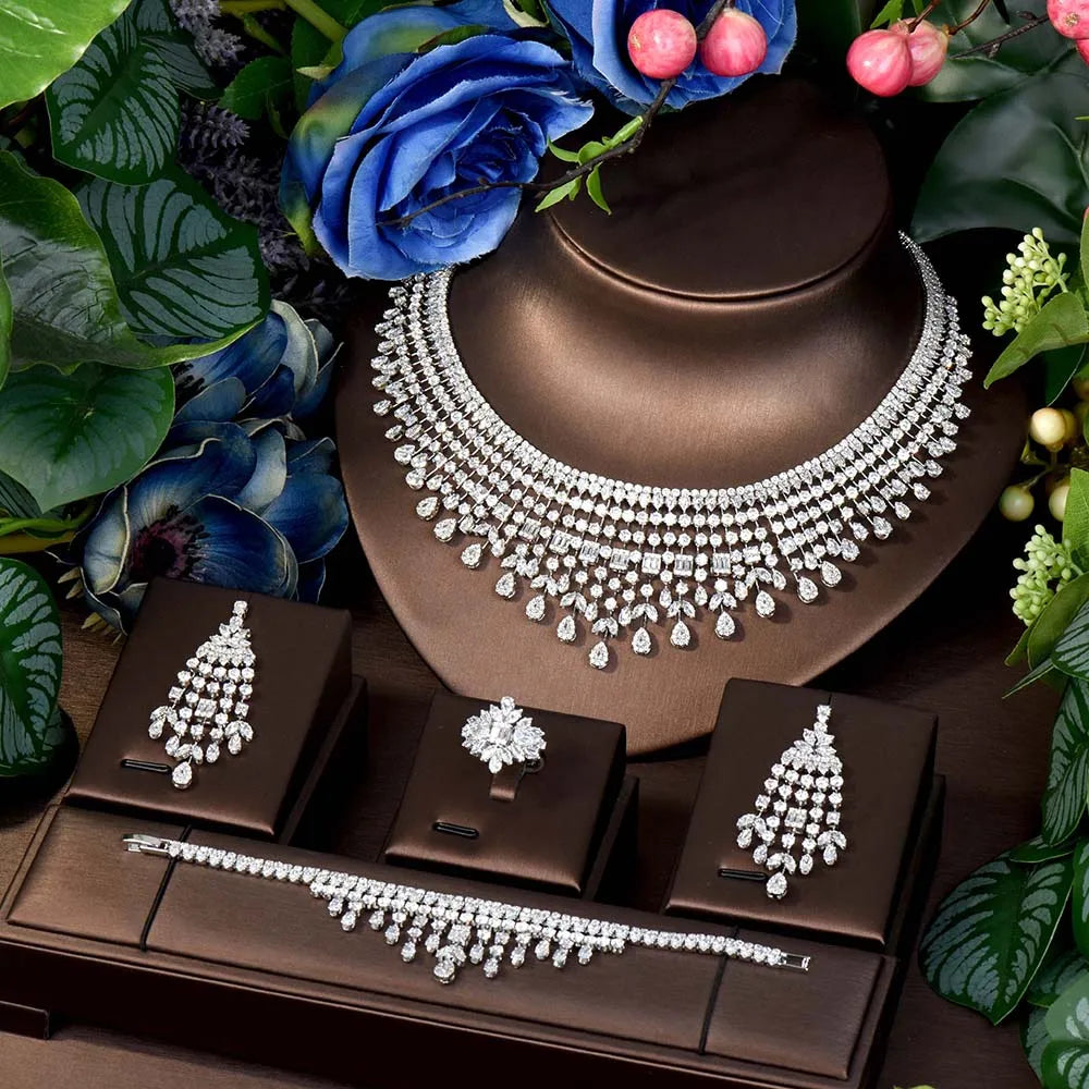 May New Accessories Classic Beauty Jewellery Women's Set Necklace Earrings Cubic Zirconia Dress Dinner Wedding Bridal M-216