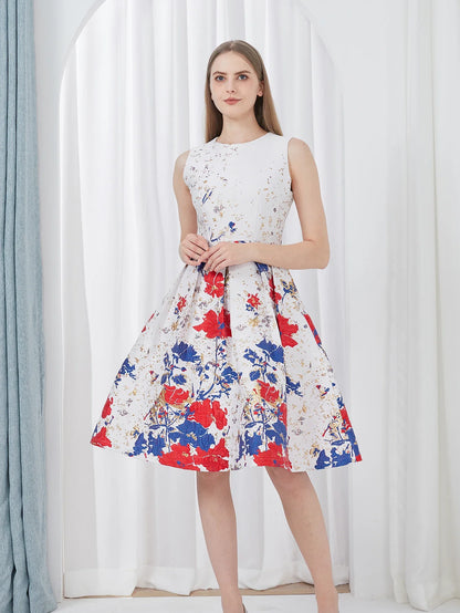 Women Elegant Fashion Flower Jacquard Dress Lady Clothing 2024 New Summer Ball Gowns Party Dresses Vestidos