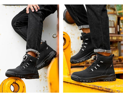 New Rotating Button Safety Shoes for Men Steel Toe Sneaker Non Slip Work Shoes Man Puncture Proof Protective Work Safety Boots