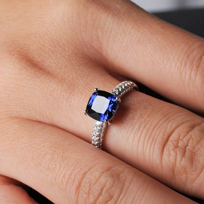 2.22ct Created Sapphire Nano Emerald Tanzanite Solitaire Ring 925 Sterling Silver for Women Daily Party Jewelry  sets gift