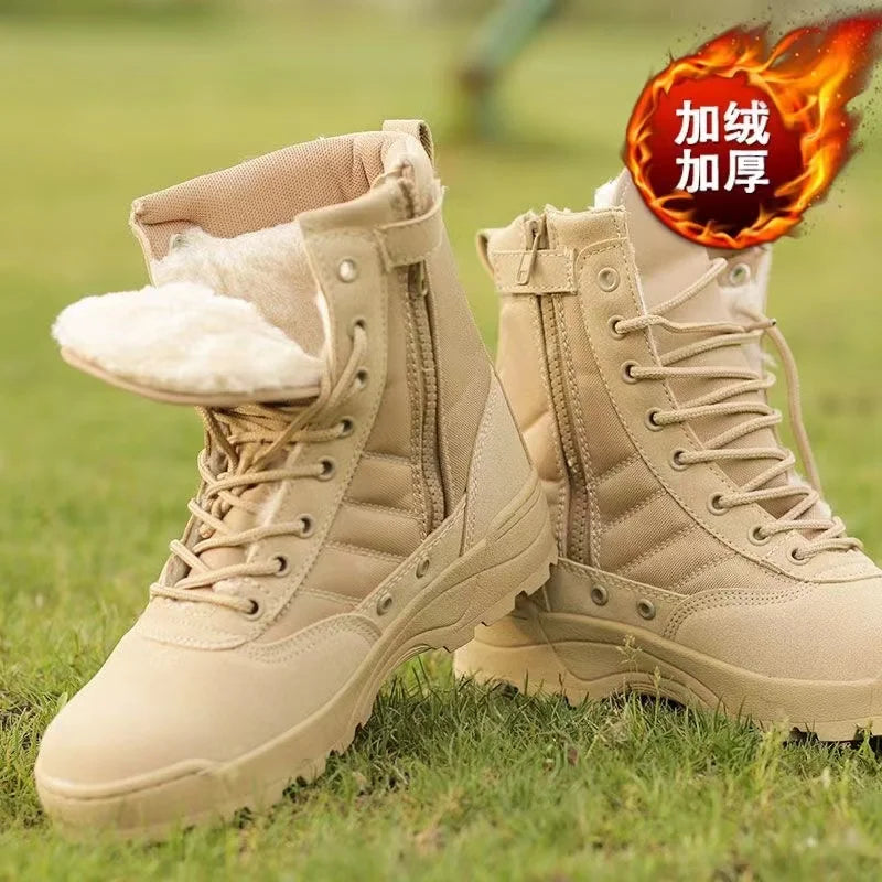 2026 New Winter Combat Boots Outdoor Wear-Resistant Hiking Men and Women Tactical Training Botas High Top Desert Shoes