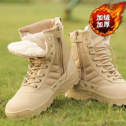 2026 New Winter Combat Boots Outdoor Wear-Resistant Hiking Men and Women Tactical Training Botas High Top Desert Shoes