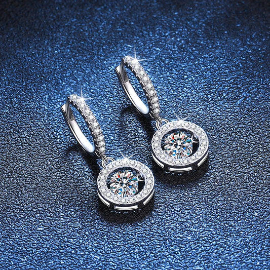 1CT Moissanite Drop Earring for Women Diamond Beating Heart Earring 100% S925 Sterling Silver White Gold Plated Jewelry