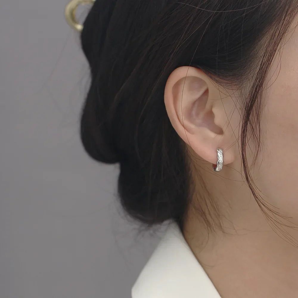 925 Sterling Silver Earring Colorful Dripping Oil Material Ear Ring Ear Buckle Rhombus Shape Trend Wild Girl Women Boy Ear Jewel