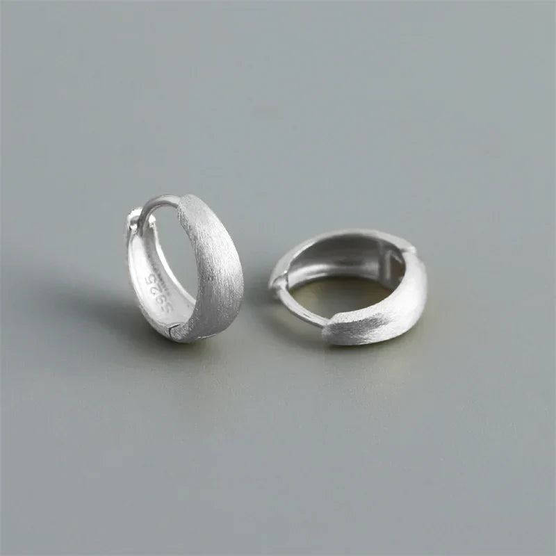 925 Sterling Silver Simple Statement Matte Large Huggies Hoop Earrings for Men Women Fine Gothic Punk Charms S925 Jewelry