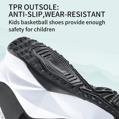 Kids Basketball Shoes Sneakers Durable  Non-Slip Running Shoes Secure for Little Kids Big Kids and