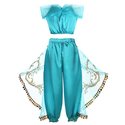 Aladding and the Magic Lamp Jasmine Fairy Costume Princess Dress up for Little Girl Fancy 2026 Halloween Carnival Cosplay Outfit