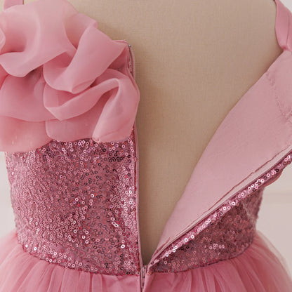 Vestido de Festa de Lantejoulas de Verão para Meninas Madrinhas Elegante Vestido de Baile Princesa para Casamento Vestido de Aniversário de Menina Roupa Infantil para Cerimônia de Formatura