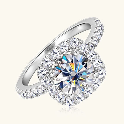 8mm 2ct Moissanite Halo Ring Certified 925 Sterling Silver Engagement Rings For Women Girls Wedding Party Jewelry Gift