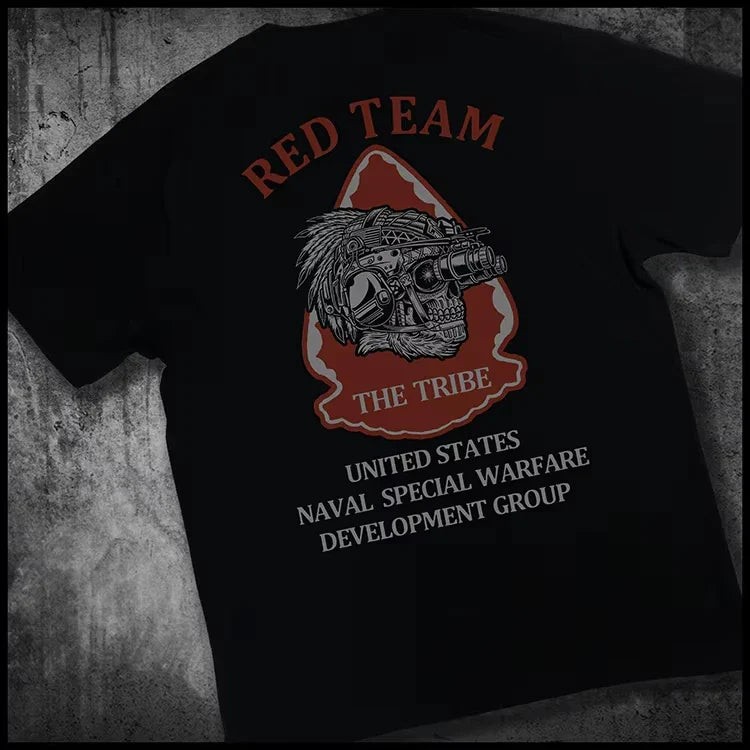 Navy SEALs Red Team Tactical Chiefs Military Men's Brothers Cotton Short Sleeve T-Shirt Crew Neck Loose Comfort Clothing
