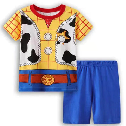Summer Children's Printed Pajama Set Boys AndGirls Short Sleeved Cotton T-shirt Shorts 2 PiecesCartoPajamasChildren's CasualWear