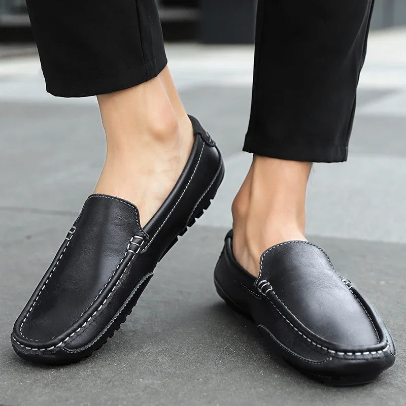 Genuine Leather Breathable Mocasines Casual Loafers Leather Shoes For Men Slip On Formal Italian Driving Flat Chaussure Homme