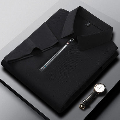 Original Quality Men's Polo Shirt High-End Solid Color Half Zipper Short Sleeve Summer Lapel T-Shirt Business Casual Menswear