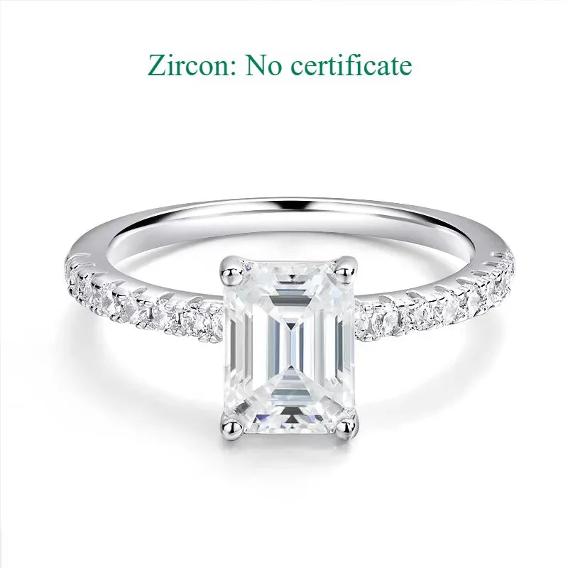 1-4CT Emerald/radiant Cut Moissanite Ring for Women Engagement Wedding Bride 100% Sterling Silver 925 Jewelry Certified