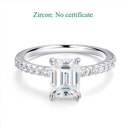 1-4CT Emerald/radiant Cut Moissanite Ring for Women Engagement Wedding Bride 100% Sterling Silver 925 Jewelry Certified