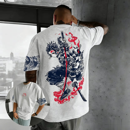 Camiseta Demon Slayer Anime Manga Curta Masculina Feminina Algodão Streetwear Casual Tops Verão Oversized Fashion Y2k Unissex