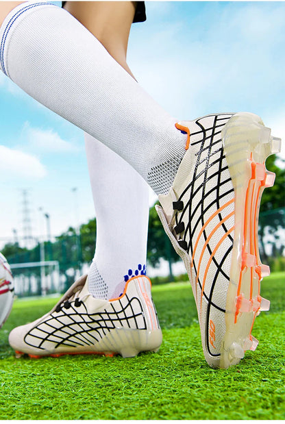 Pink-f50 Professional Mens Football Boots Boys Training Studded Fast Soccer Cleats Outdoor Non Slip Football Shoes Man 35-45