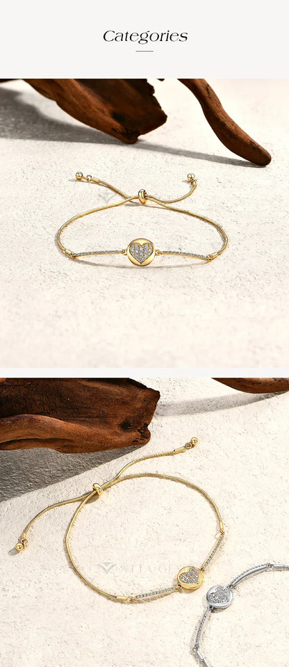 Love Full Moissanite Diamond Bracelets For Women DVVS1 S925 Sterling Silver Gold Plated Engagement Jewelry Gifts 15+8cm