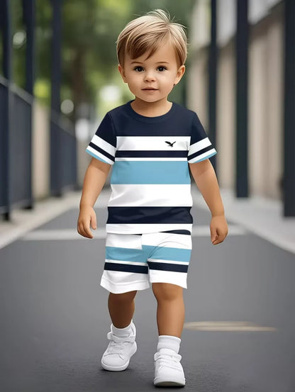 Boys Loose Casual Sets Summer Teen Gradient T-Shirts Shorts 2PCS Big Kids Sport Short Sleeve Clothes Suits Children Print Outfit